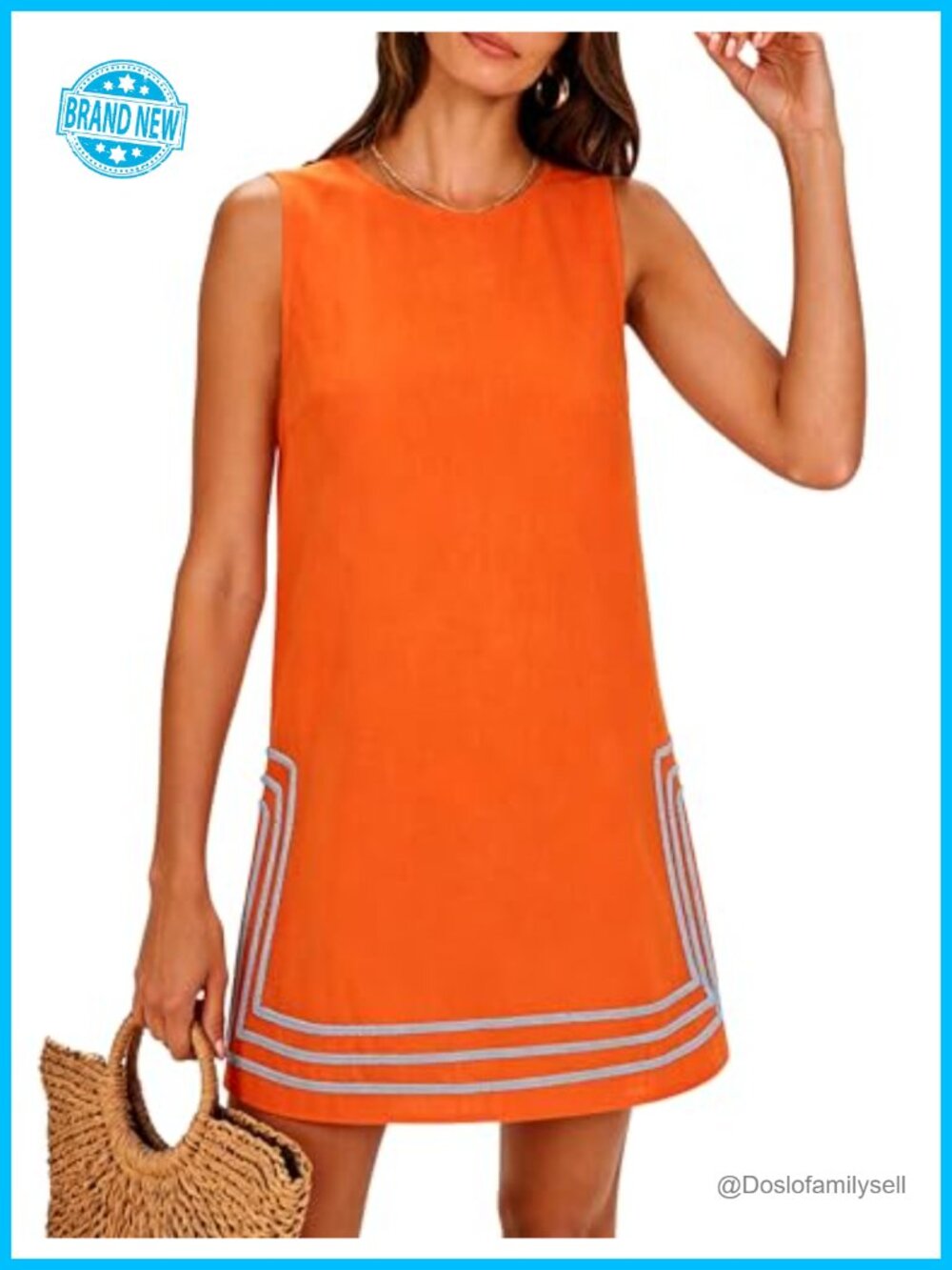 Sleeveless A-Line Mini Dress Boho Color Block Sundress